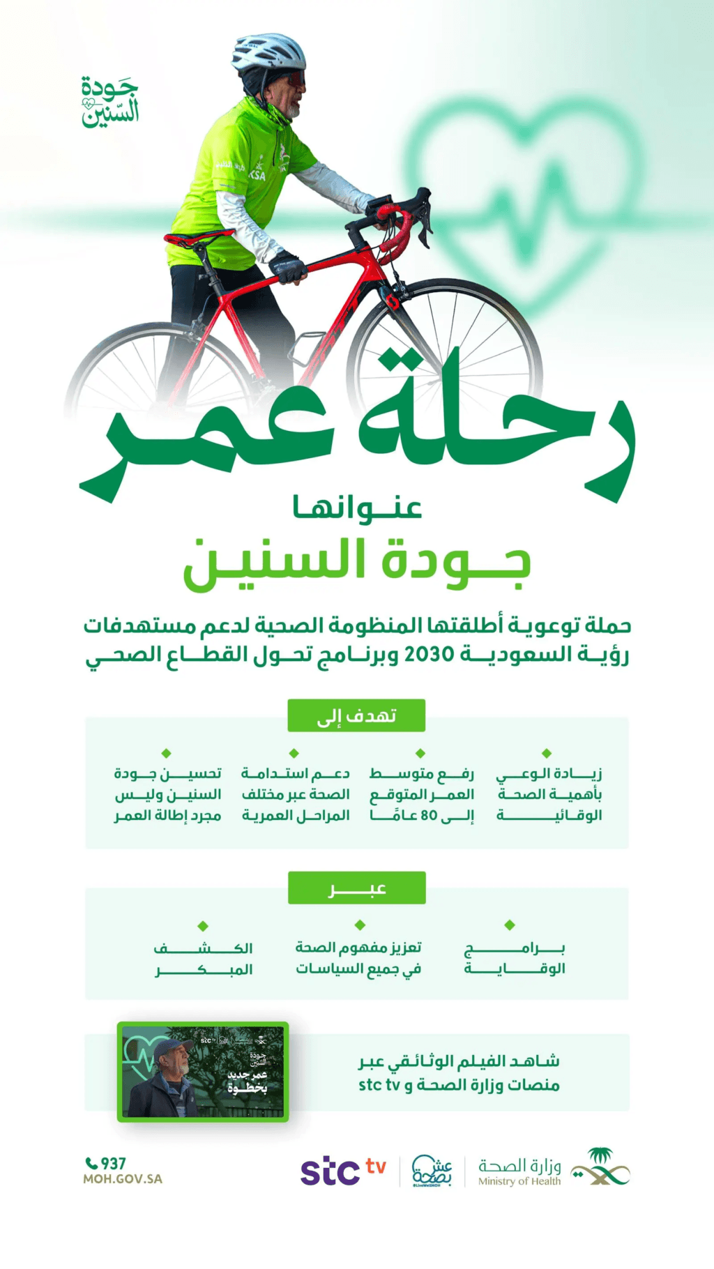 مبادرات احترازية تعزز من جودة الحياة وتزيد من متوسط العمر المتوقع في المملكة ليصل إلى 79.7 عامًا